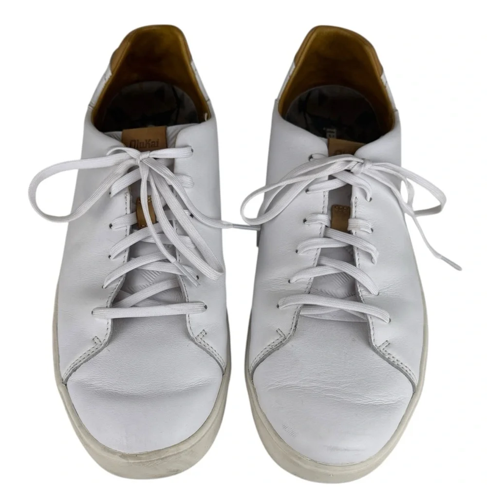 Olu Kai Men's Lae'ahi Li 'lli White Leather Drop Heel Casual Sneaker size 11.5 - Picture 5 of 9
